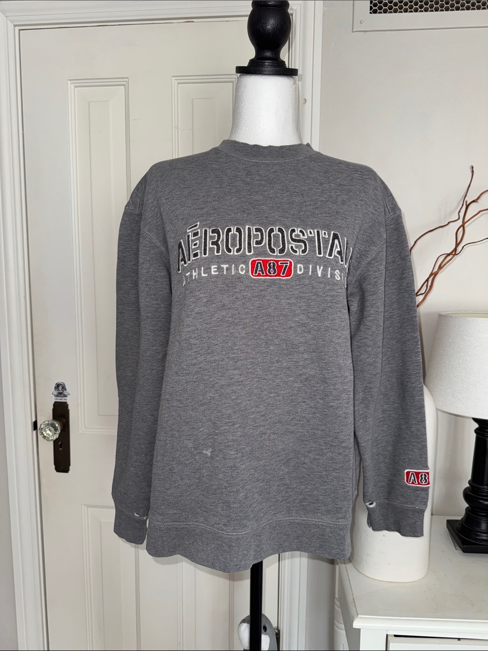 Aeropostale Gray Crewneck Sweatshirt with A87 Logo